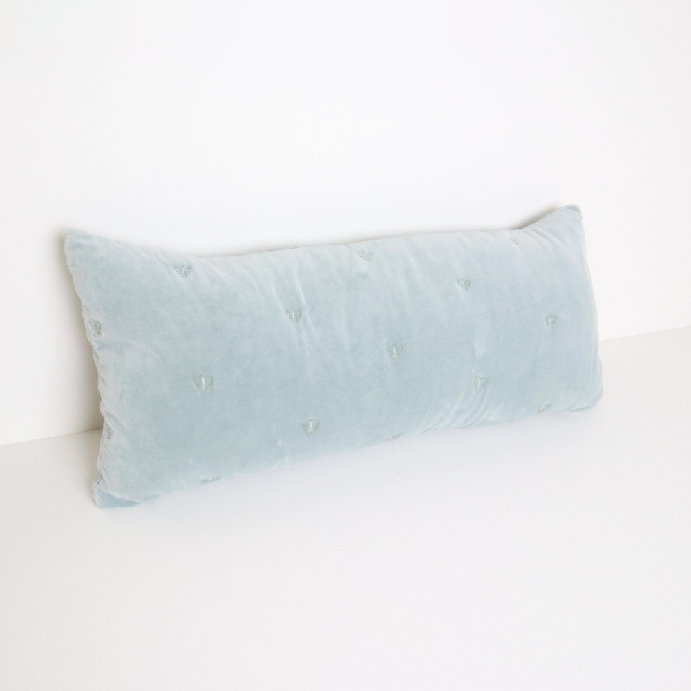 MASON BEE VELVET BREAKFAST CUSHION SKY GREY 30x60