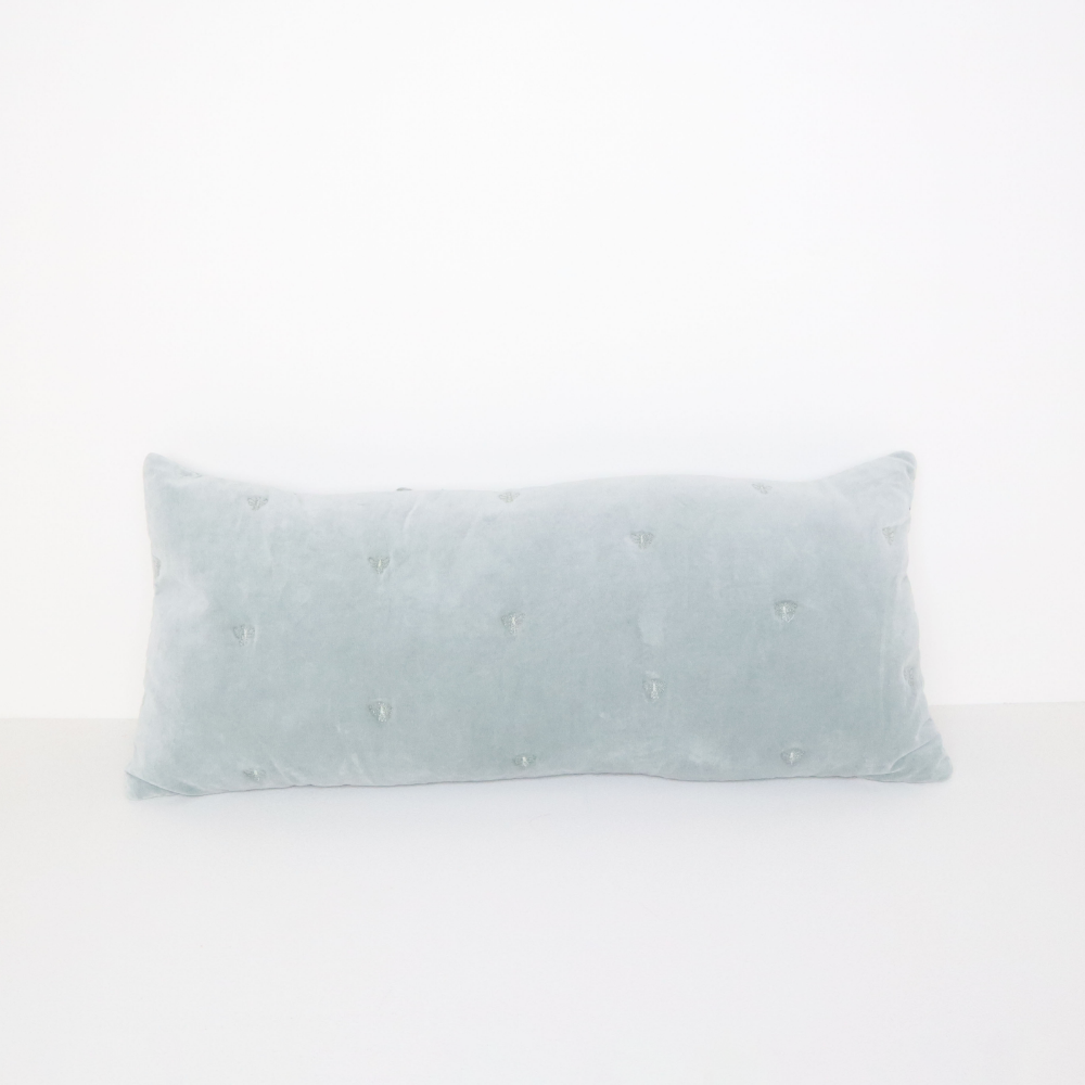 MASON BEE VELVET BREAKFAST CUSHION SKY GREY 30x60