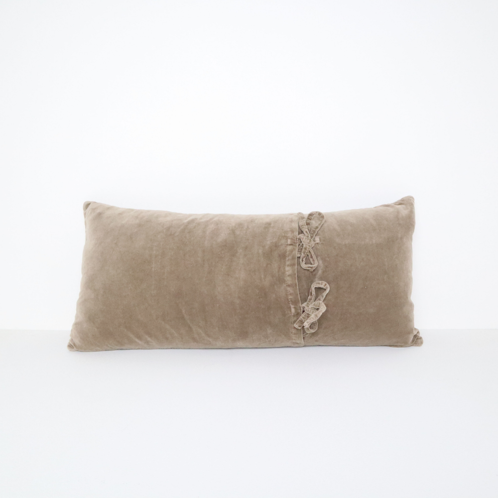 MASON BEE VELVET BREAKFAST CUSHION STONE 30x60