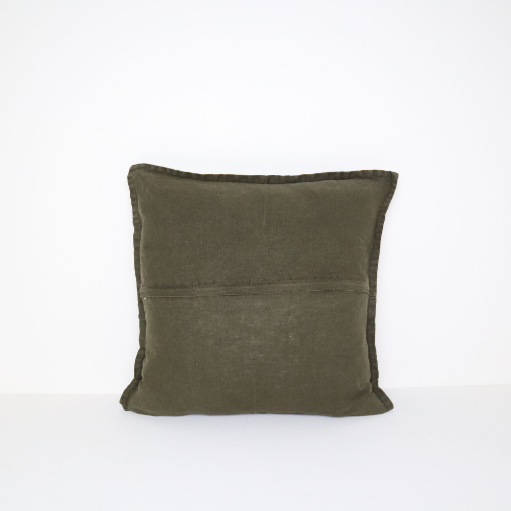 CLASSIC LINEN CUSHION OLIVE GREEN 50x50