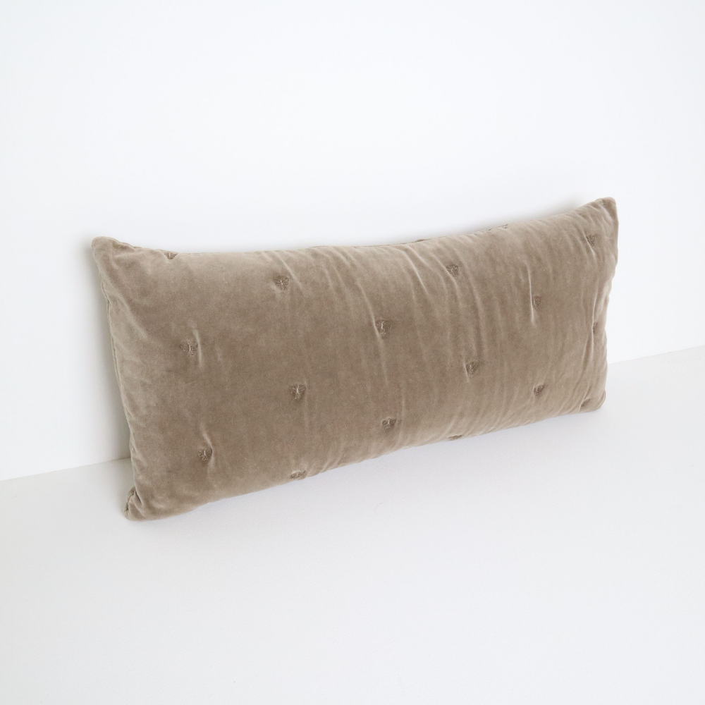 MASON BEE VELVET BREAKFAST CUSHION STONE 30x60