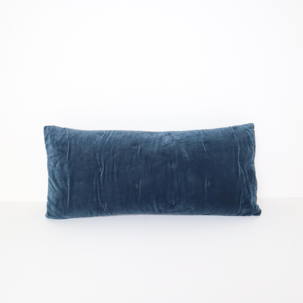 MASON BEE VELVET BREAKFAST CUSHION NAVY 30x60