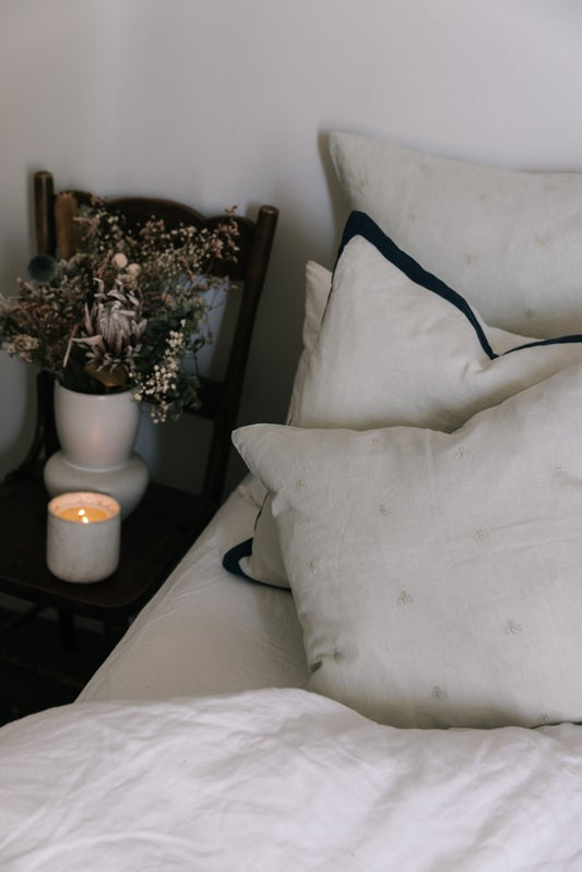 MASON BEE LINEN CUSHION SKY GREY 45x45