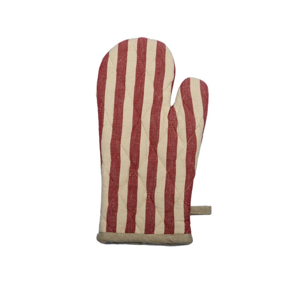 STRIPE OVEN GLOVE RED