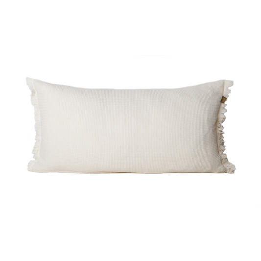 BREAKFAST WAFFLE CUSHION W FRINGE 30x60cm NATURAL