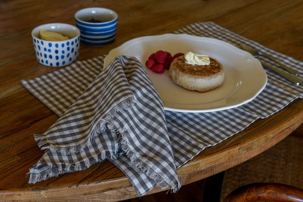 GINGHAM NAPKIN ASH set 4