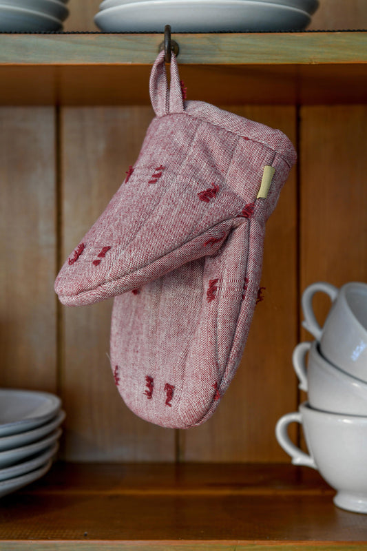 Tuft Short Oven Glove Ruby