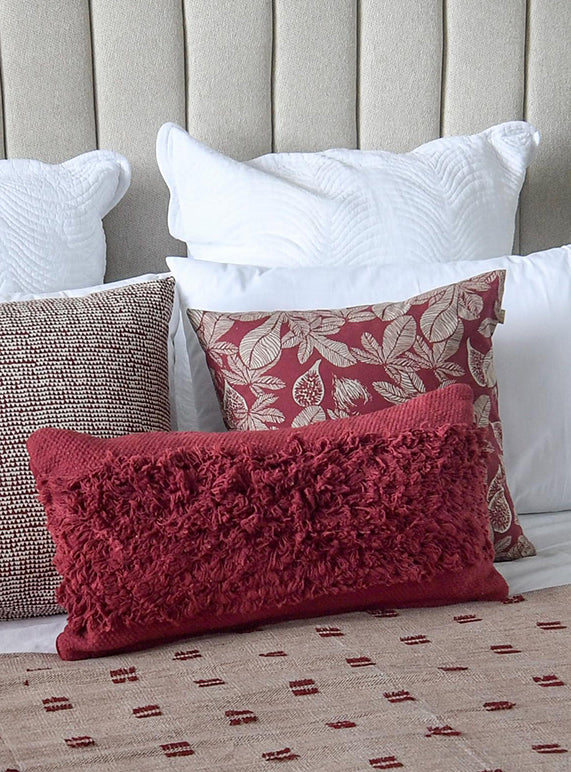 Basket Weave Cushion Ruby