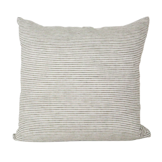 LINEN STRIPE CUSHION OLIVE GREEN 60x60