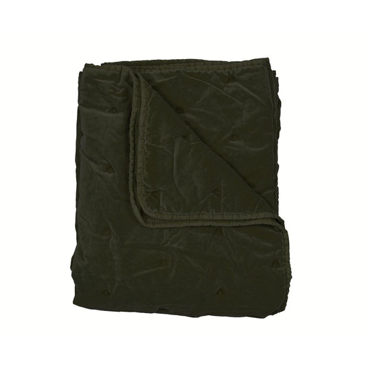 MASON BEE VELVET THROW OLIVE GREEN