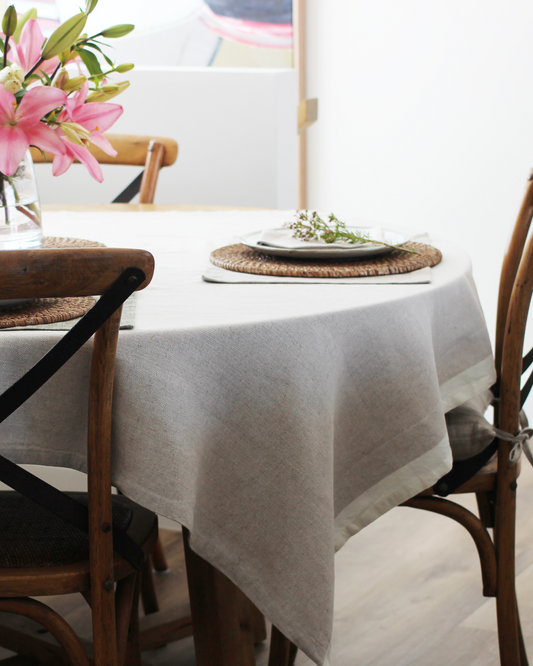 Herringbone Tablecloth Taupe 140x240