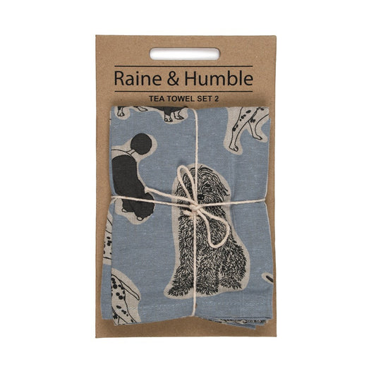 Woof Tea Towel Pack S/2 Blue Haze