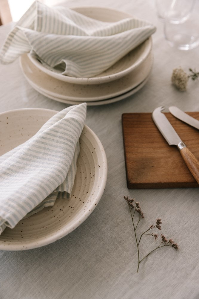 LINEN STRIPE NAPKIN SKY GREY S/6